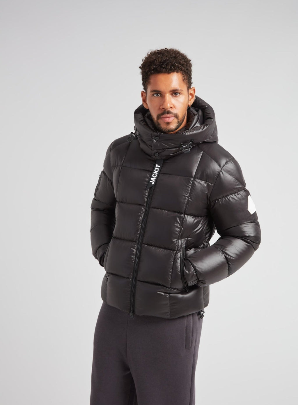 JACK1T EZ Boxed Puffer Racer Jacket Lux Black