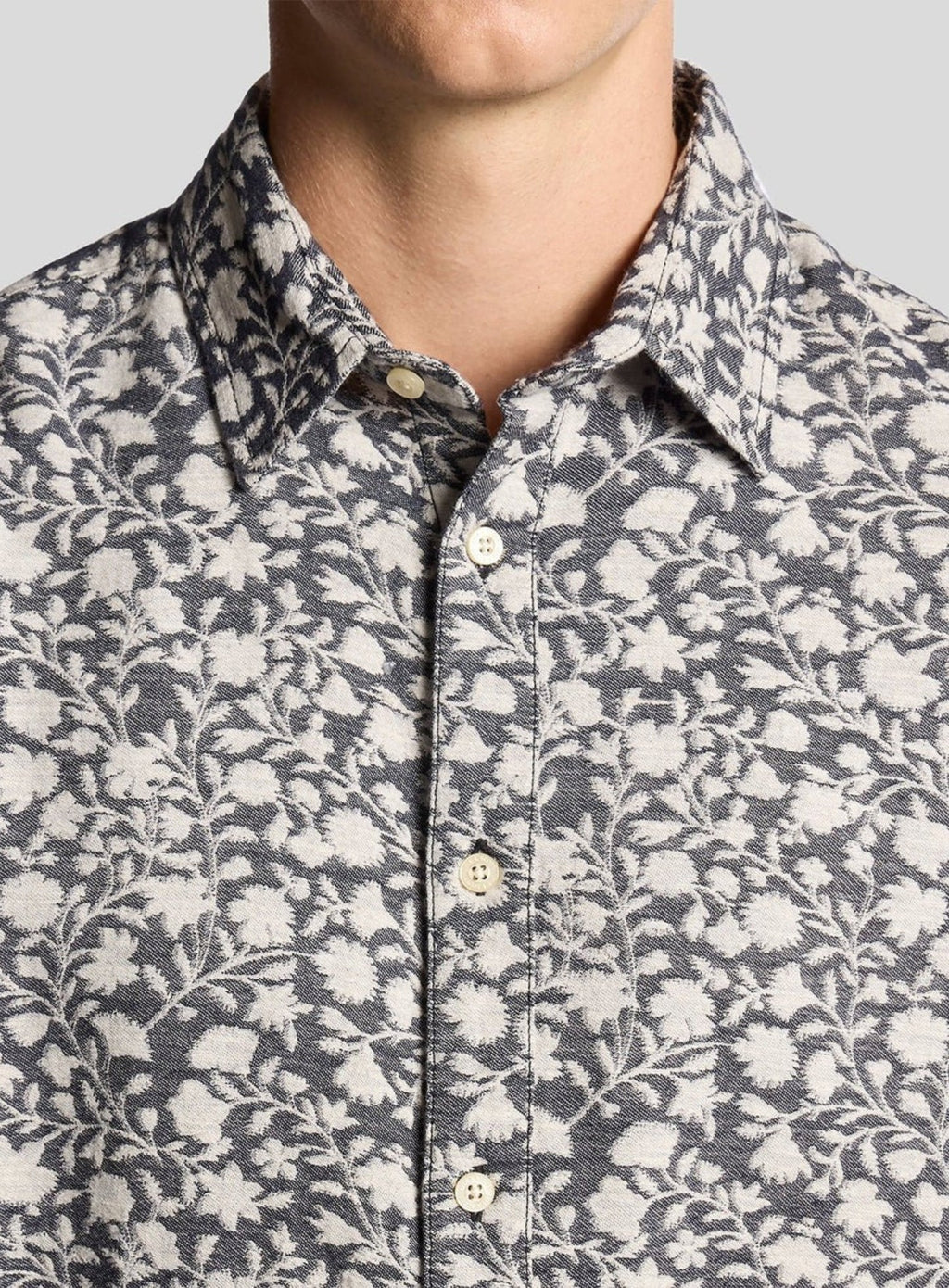 LYLE & SCOTT Floral Jacquard Shirt Jet Black Marl