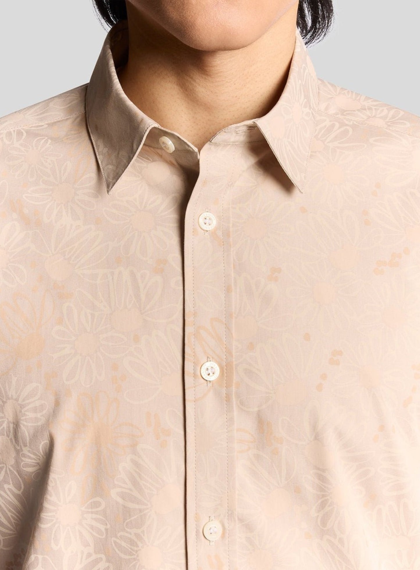 LYLE & SCOTT Floral Printed Shirt Lead Beige