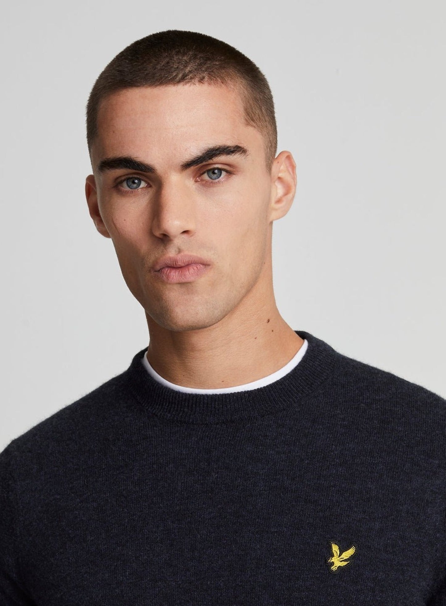 LYLE & SCOTT Lambswool Blend Crew Neck Jumper Dark Navy Marl