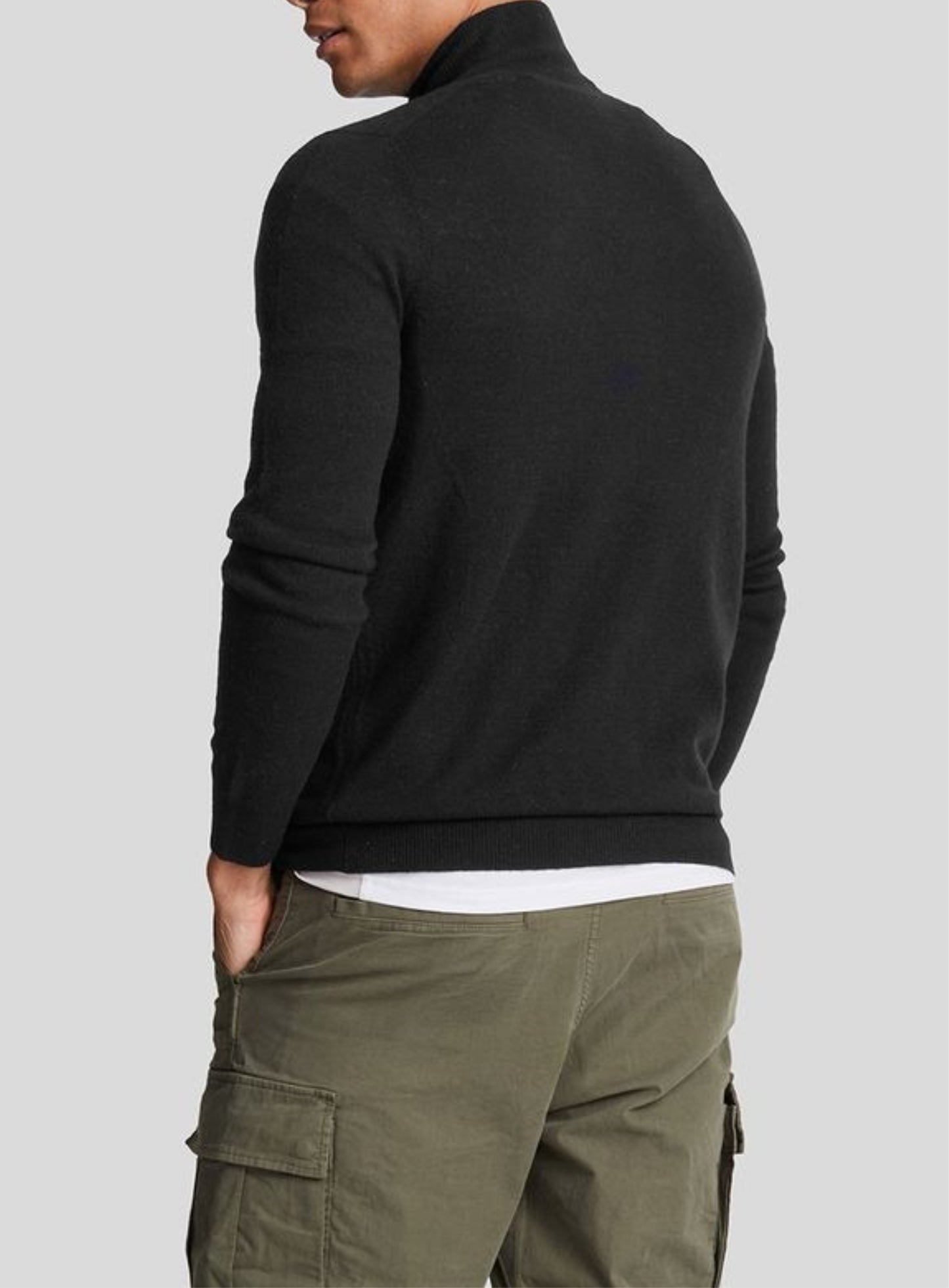 LYLE & SCOTT Lambswool Blend Zip Through Cardigan Jet Black Marl
