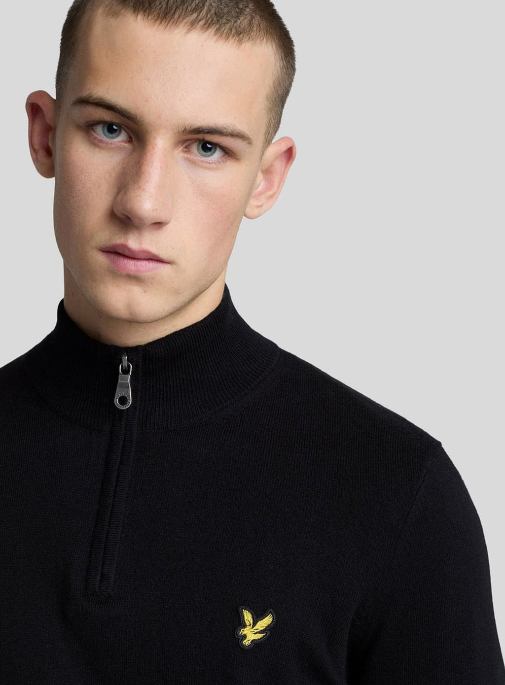 LYLE & SCOTT Cotton Merino Quarter Zip Jumper Jet Black