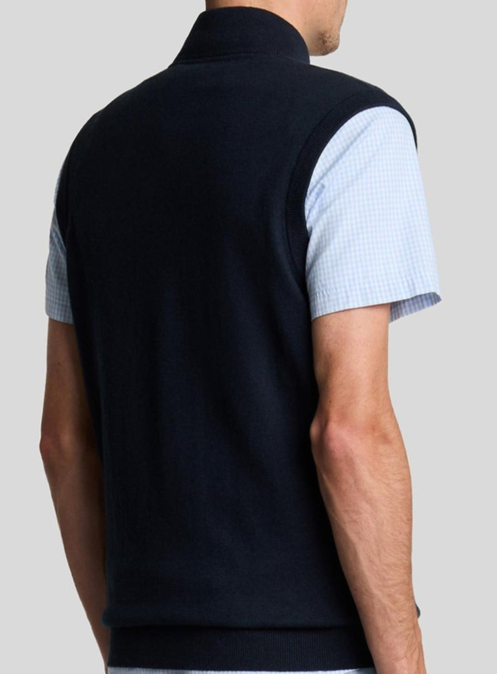 LYLE & SCOTT Cotton Merino Full Zip Knitted Vest Dark Navy