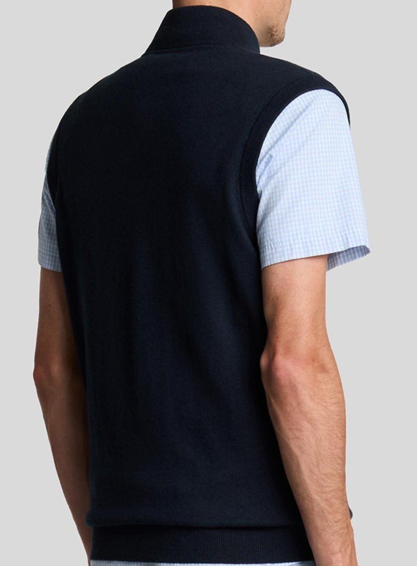 LYLE & SCOTT Cotton Merino Full Zip Knitted Vest Dark Navy