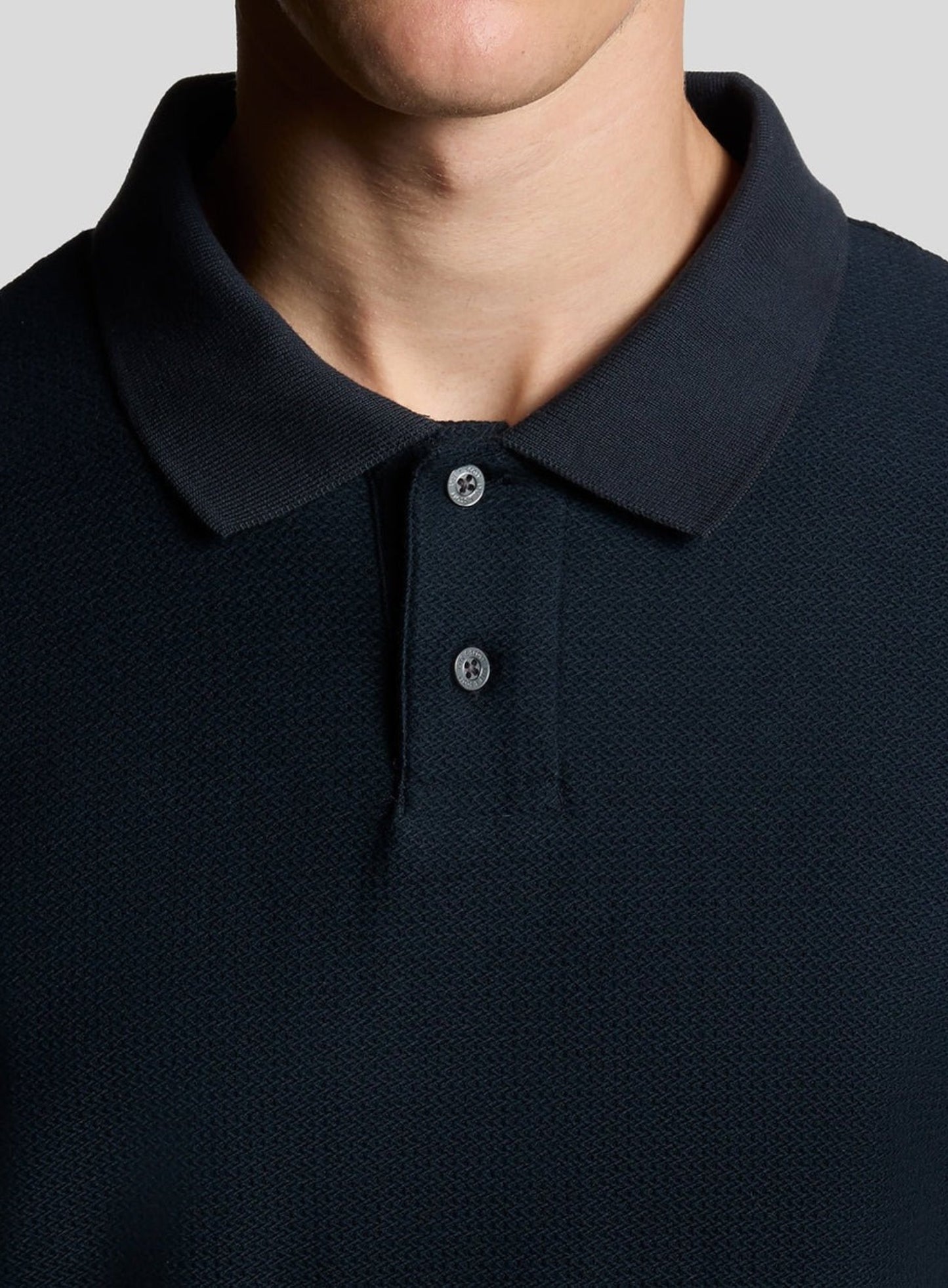 LYLE & SCOTT Jacquard Dobby Polo Shirt Dark Navy