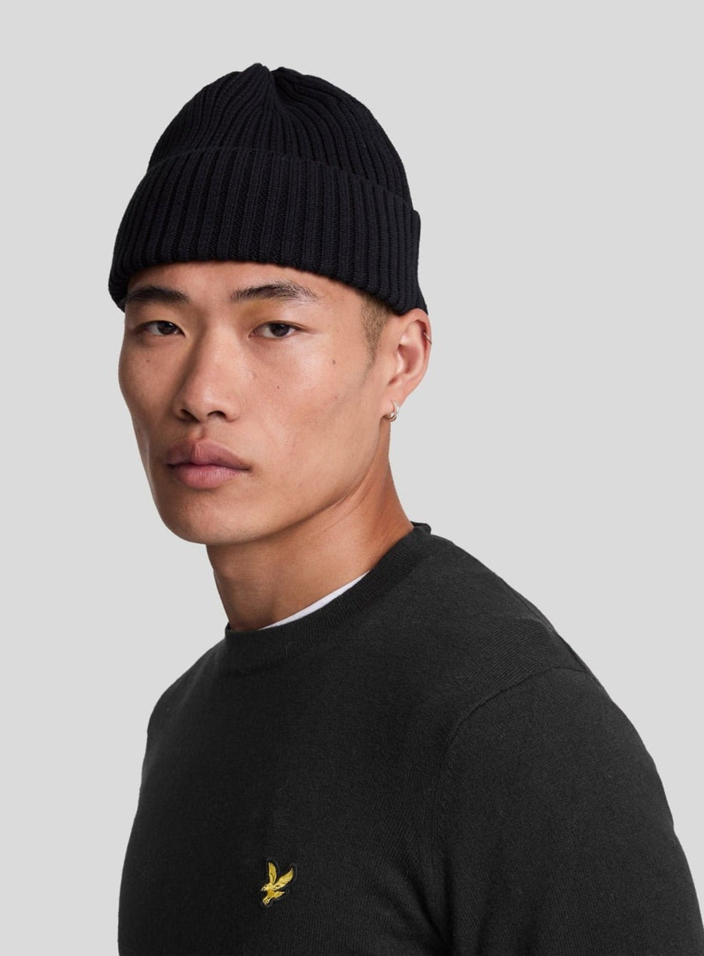 LYLE & SCOTT Cotton Merino Crew Neck Jumper Jet Black