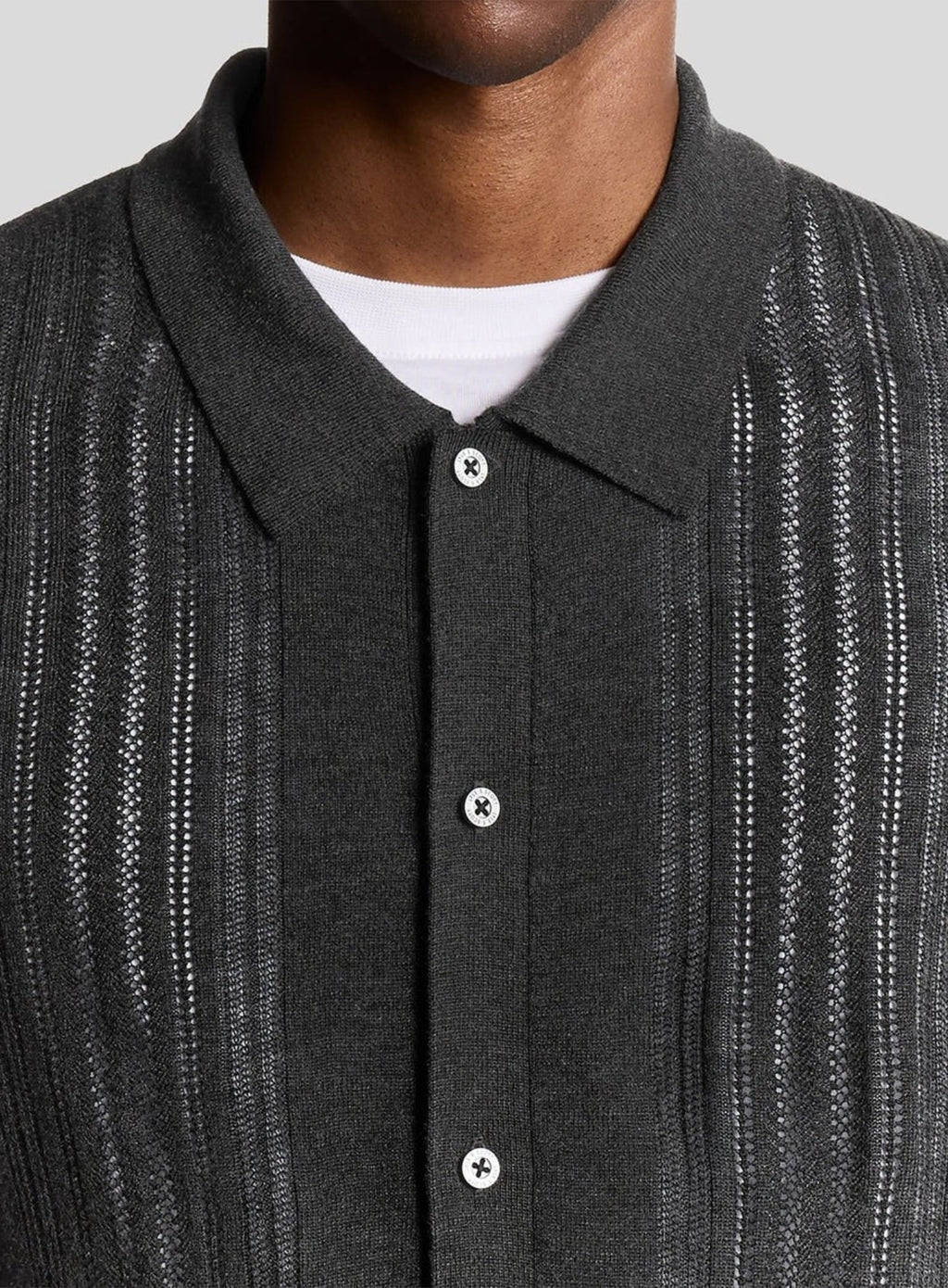 LYLE & SCOTT Cable Knitted Shirt Charcoal Marl
