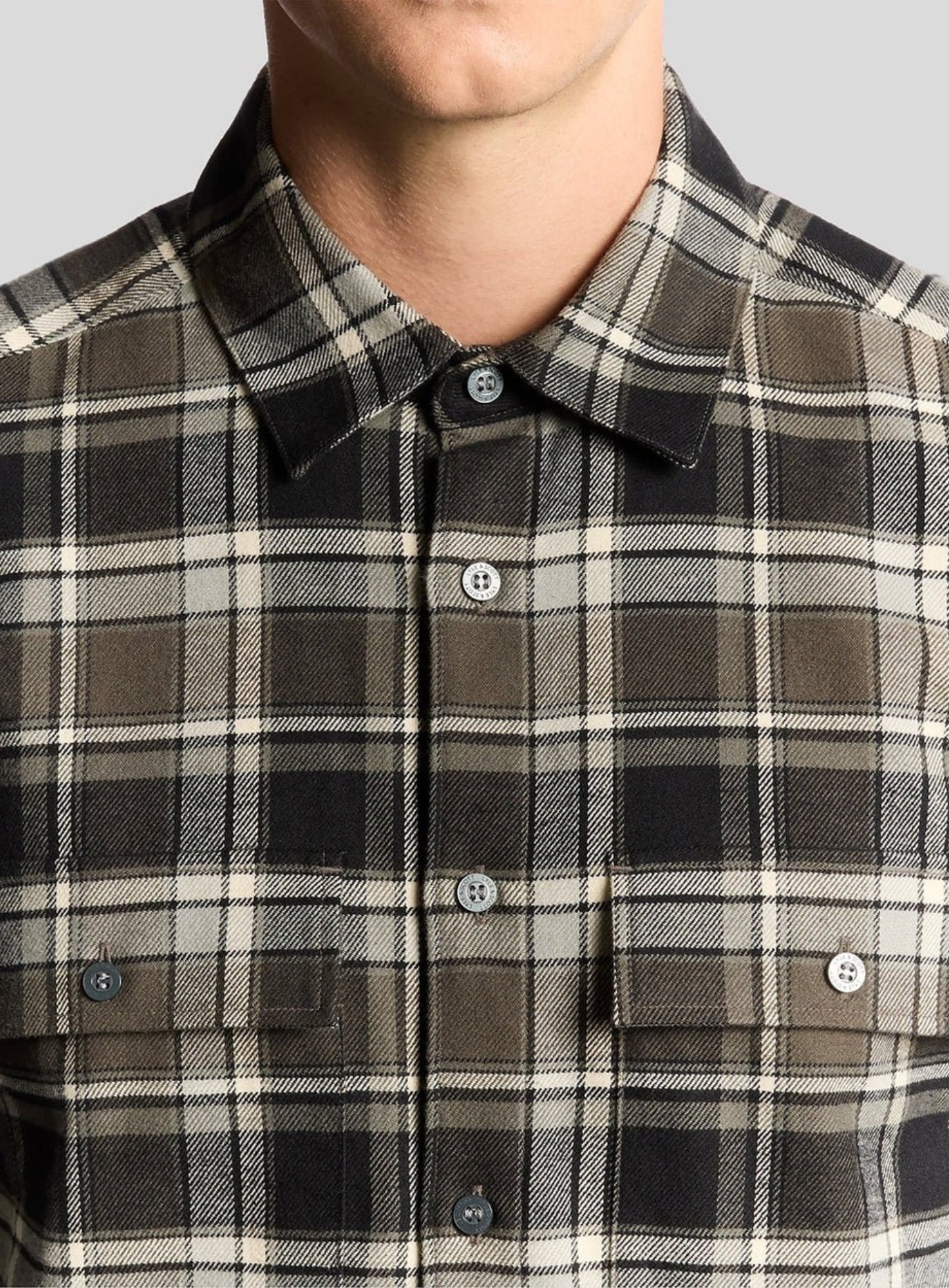 LYLE & SCOTT Brushed Cotton Check Shirt Jet Black/ Limestone