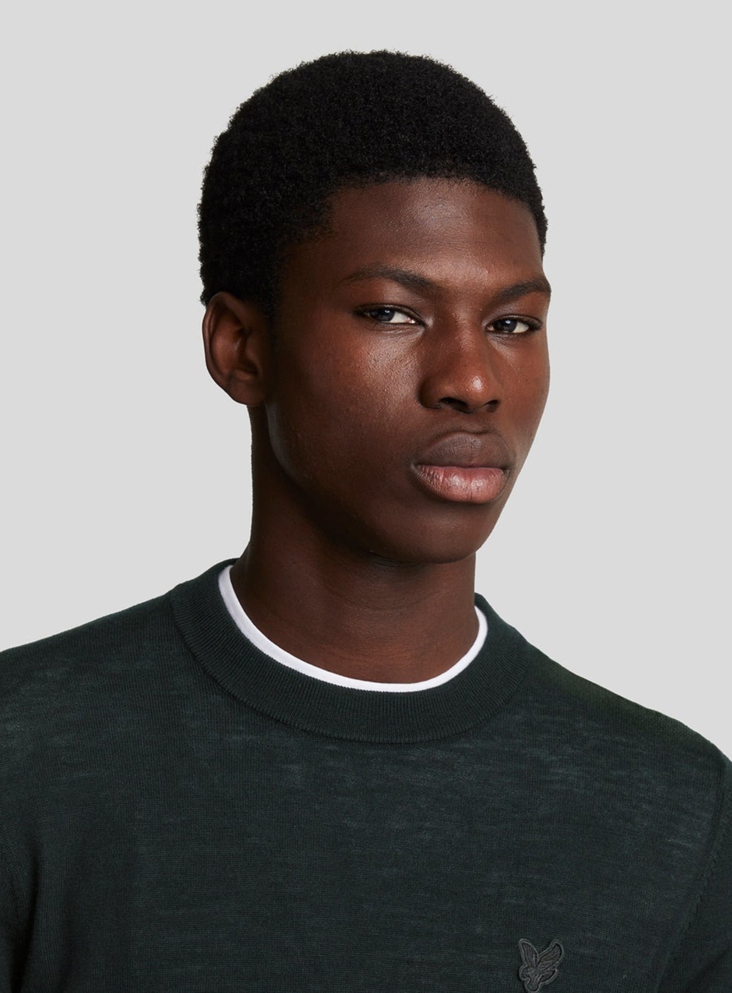 LYLE & SCOTT Tonal Eagle Merino Crew Neck Jumper Jet Black