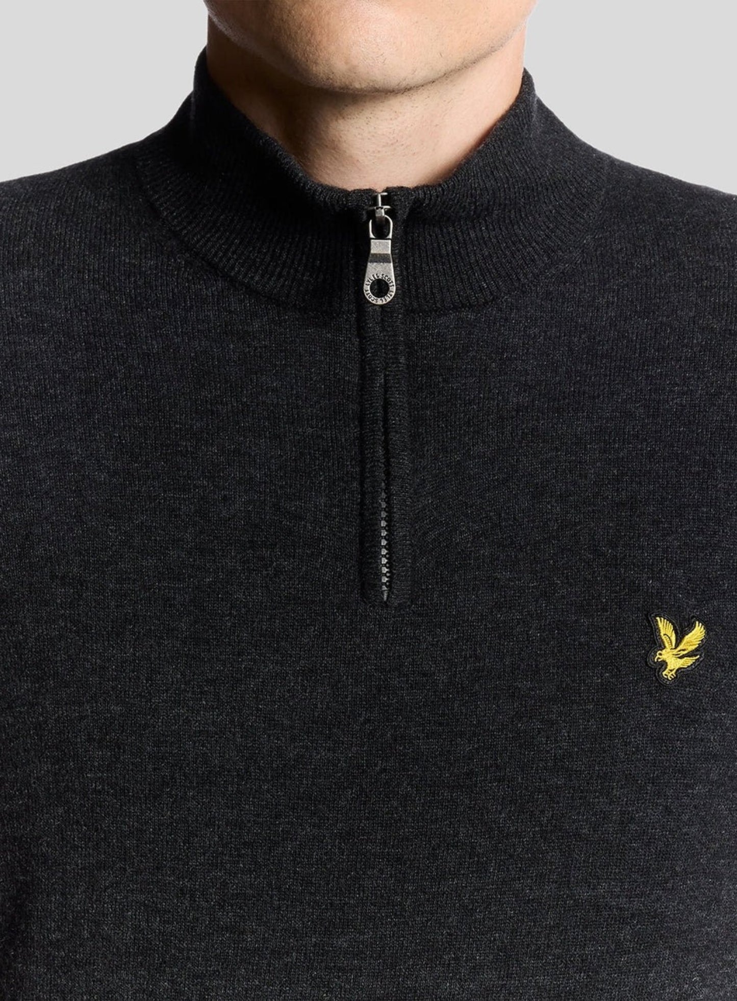 LYLE & SCOTT Lambswool Blend Quarter Zip Jumper Jet Black Marl