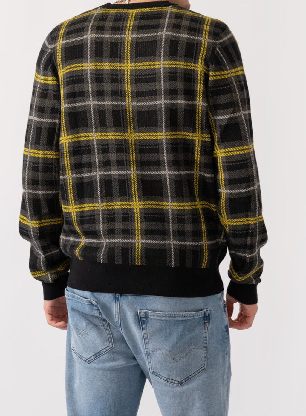 LYLE & SCOTT Ribbed Jacquard Tartan Crew Neck Jet Black