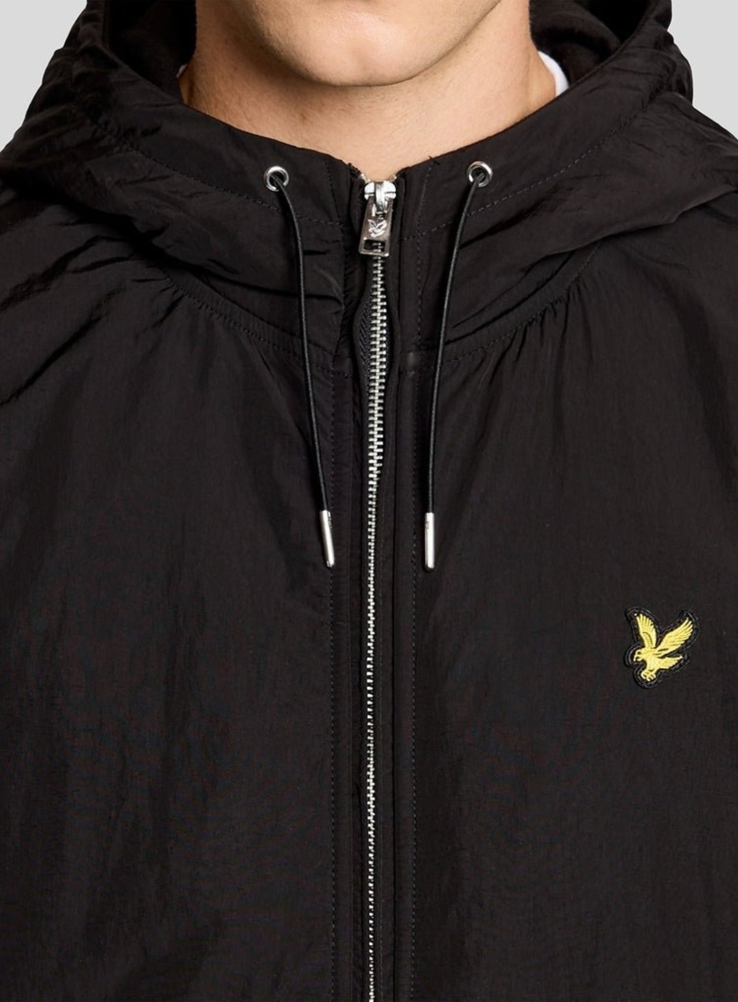 LYLE & SCOTT Half Raglan Sleeve Panneled Hoodie Jet Black