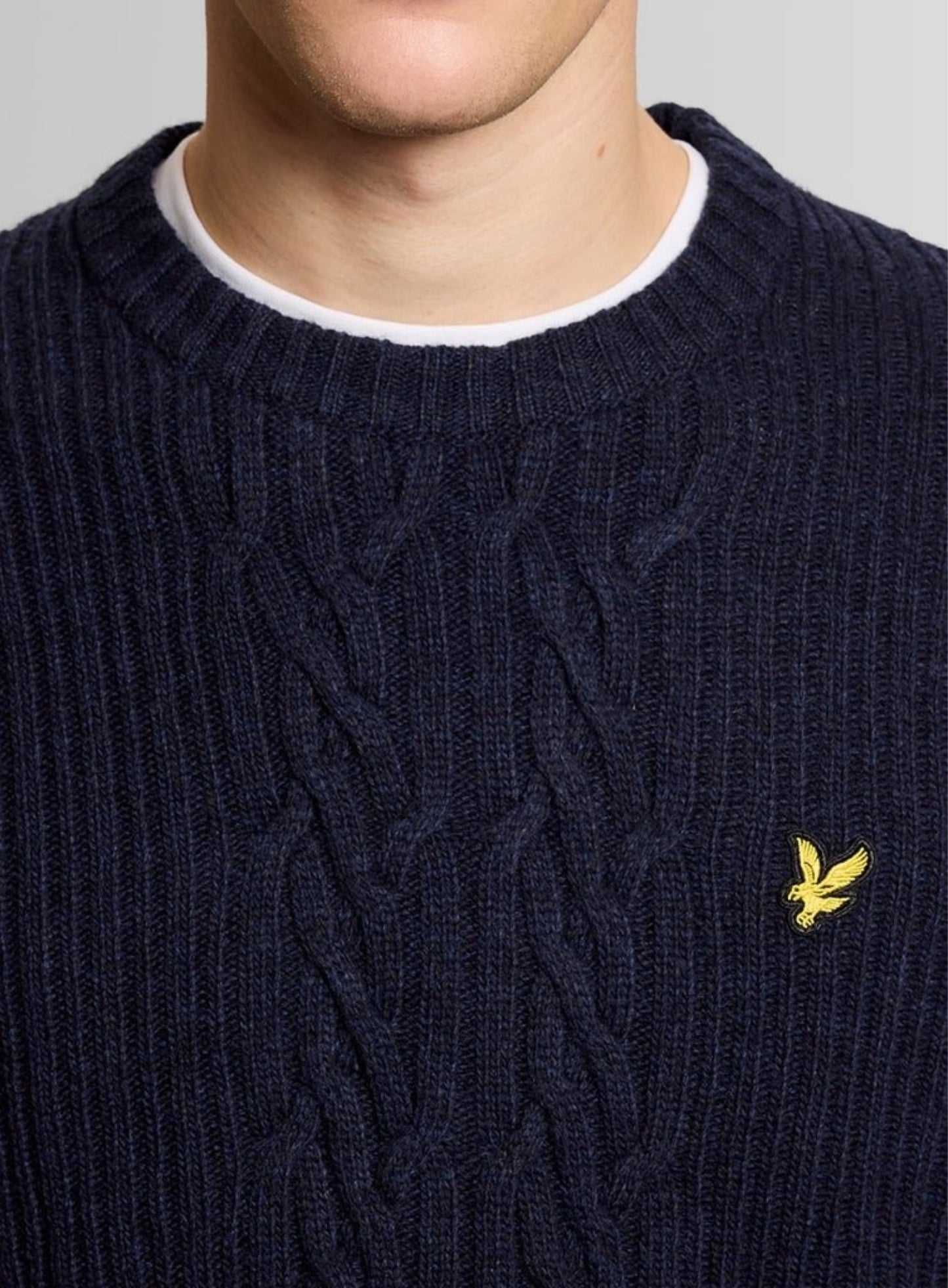 LYLE & SCOTT Ribbed Cable Knit Jumper Dark Navy Marl