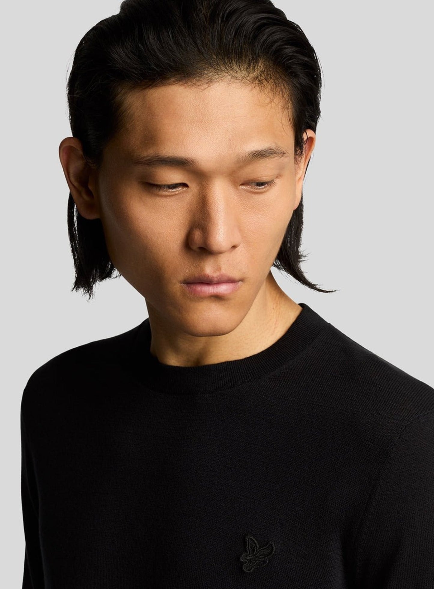 LYLE & SCOTT Tonal Superfine Crew Neck Jumper Jet Black