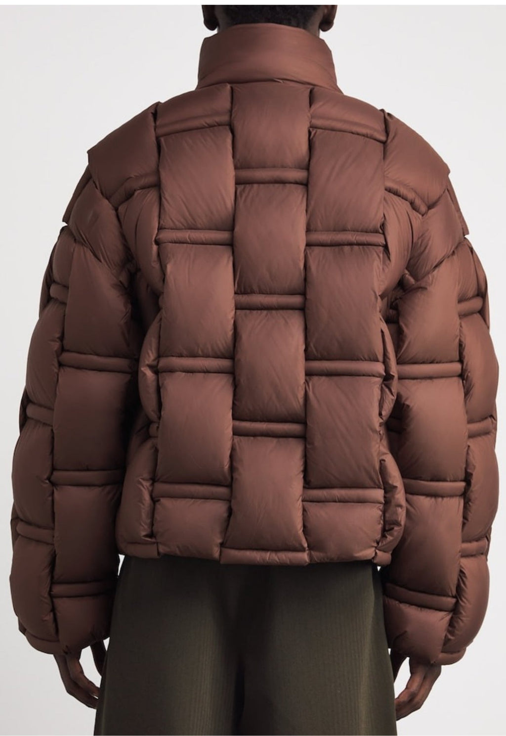 RAXXY 3D Down-Filled Angular Zip Puffer Jacket Dark Brown