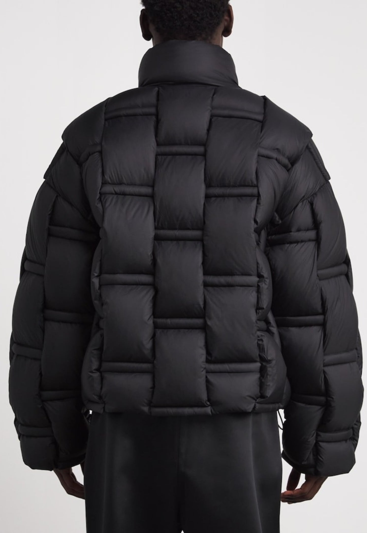 RAXXY 3D Down-Filled Angular Puffer Geometric Padded Jacket Black
