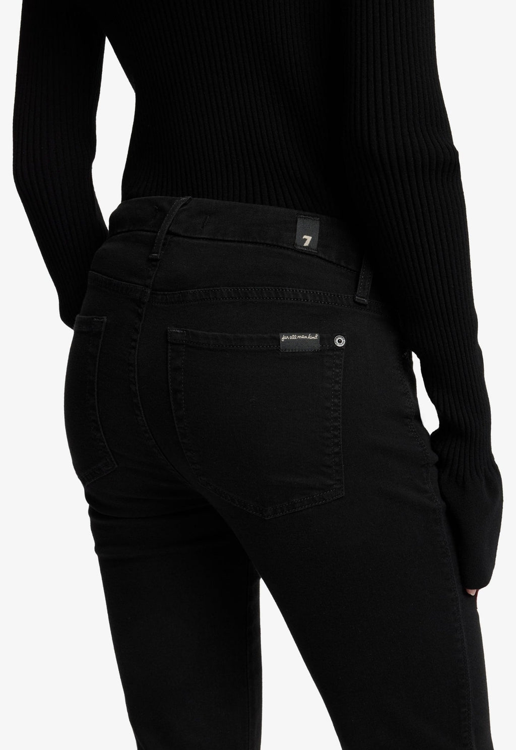 7 FOR ALL MANKIND WOMEN KIMMIE STRAIGHT Rinsed Mid Waist Slim Jeans Black