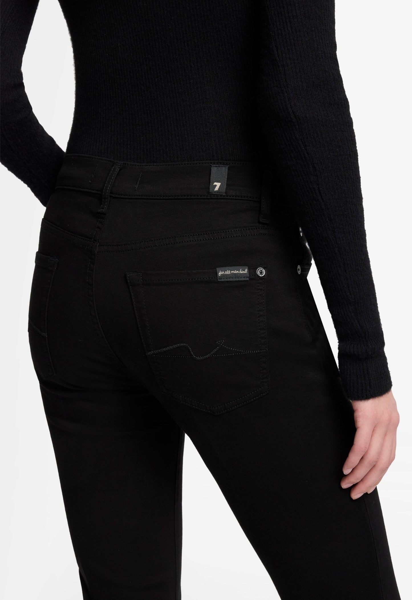 7 FOR ALL MANKIND WOMEN BOOTCUT Rinsed Mid Waist Jeans Black
