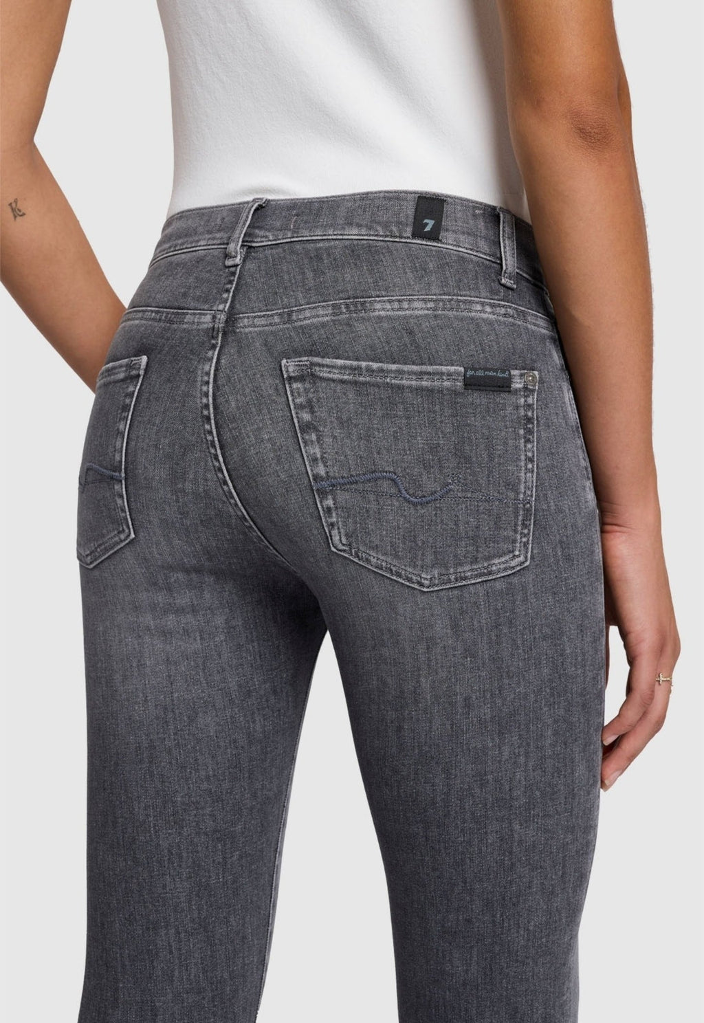 7 FOR ALL MANKIND WOMEN BOOTCUT Soho Slim Illusion Mid Waist Jeans Grey