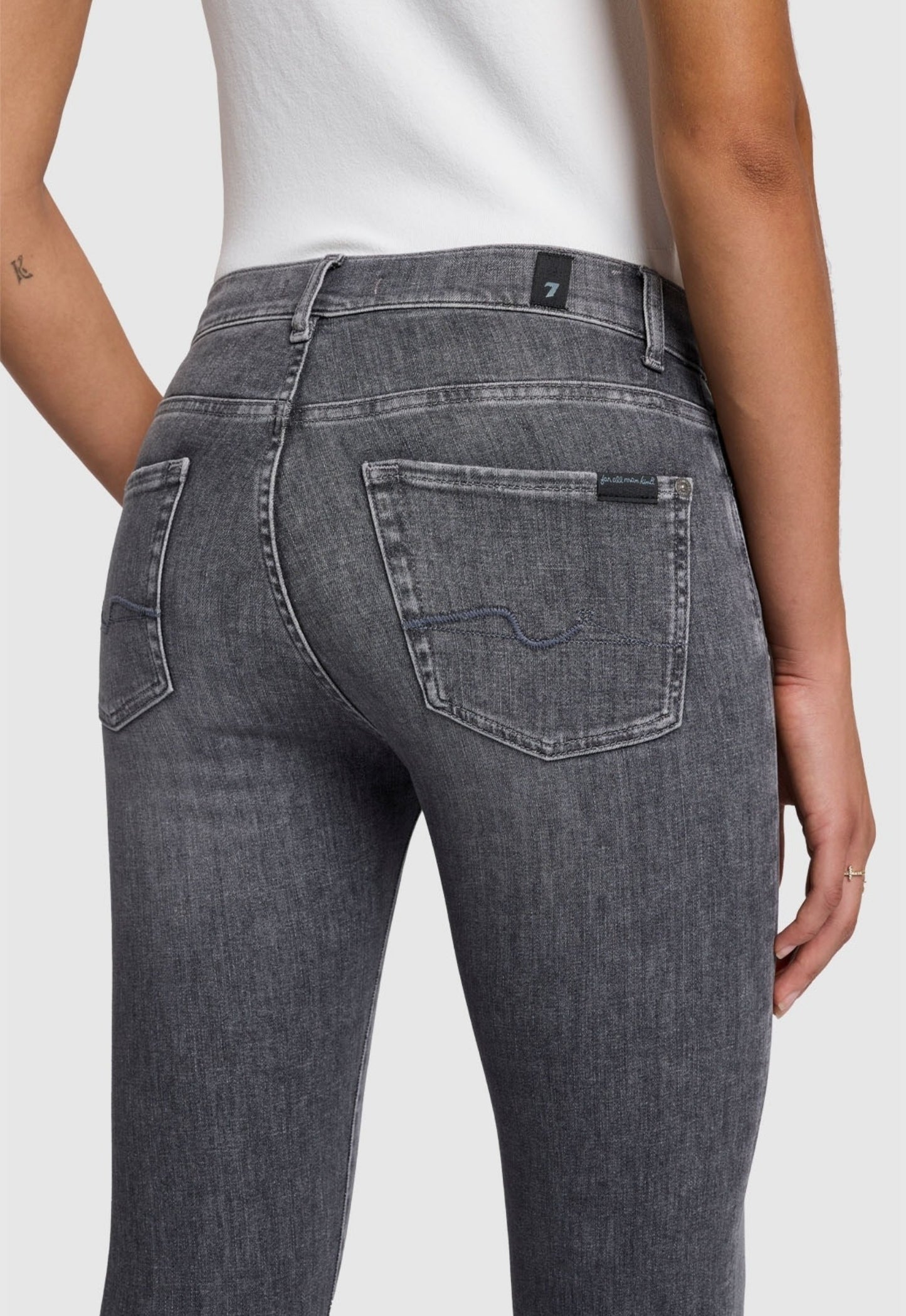 7 FOR ALL MANKIND WOMEN BOOTCUT Soho Slim Illusion Mid Waist Jeans Grey