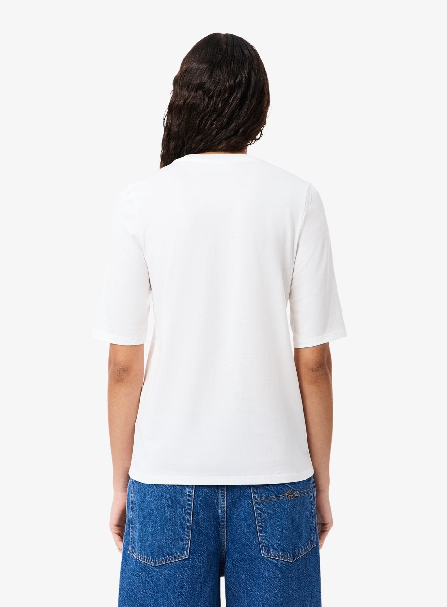 LACOSTE WOMEN Soft Cotton Three Quarter Sleeve T-shirt White