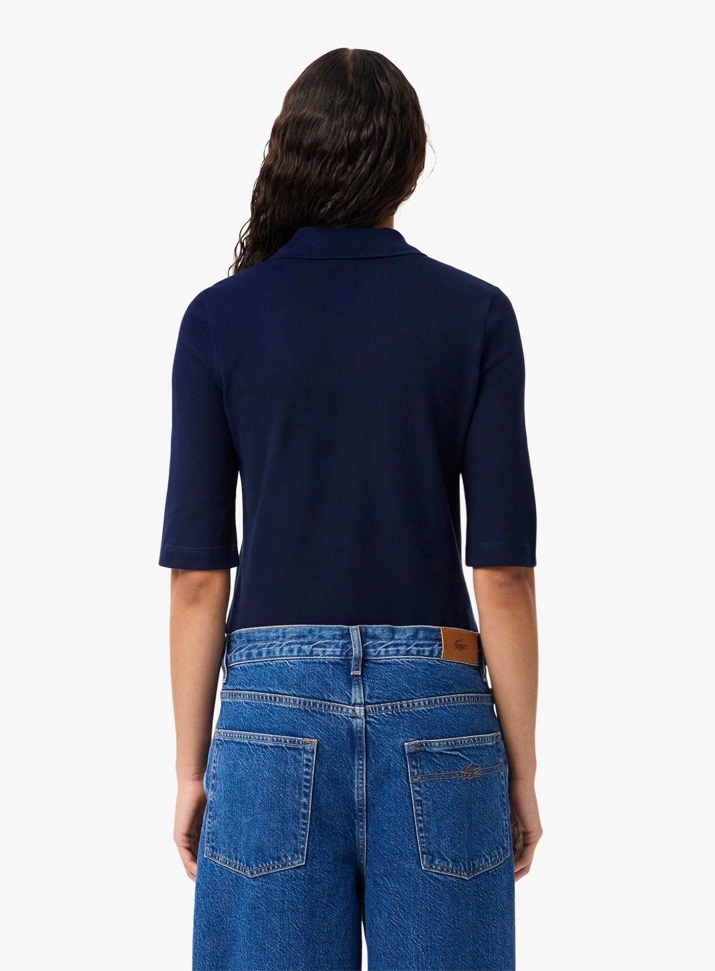 LACOSTE WOMEN Slim Fit L.12.D Three Quarter Sleeve Polo Shirt Midnight Blue
