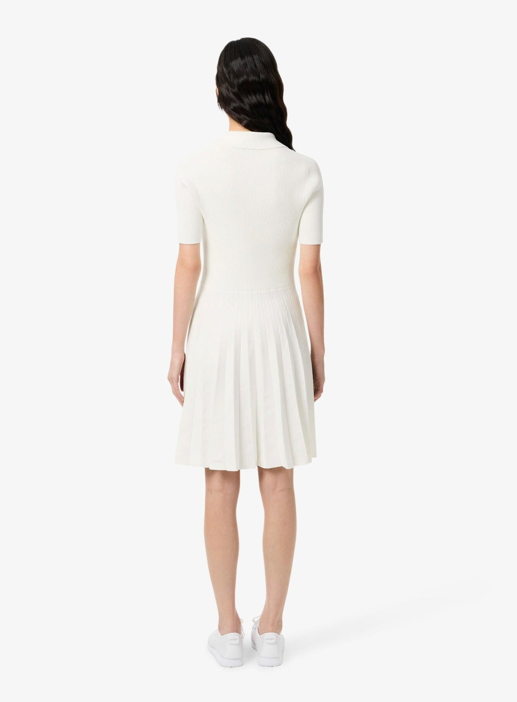 LACOSTE WOMEN Pleated Polo Collar Dress White