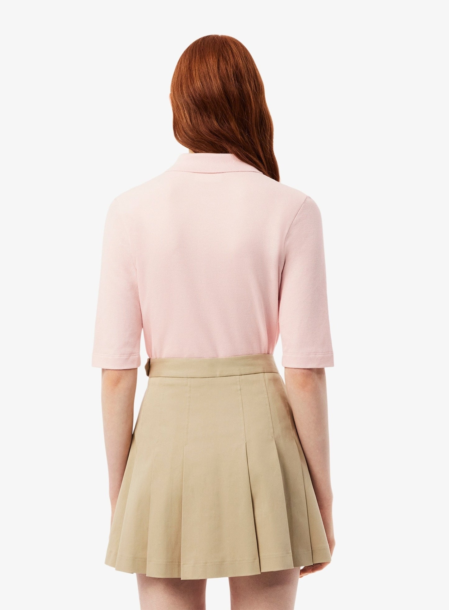 LACOSTE WOMEN Slim Fit L.12.D Three Quarter Sleeve Polo Shirt Light Pink