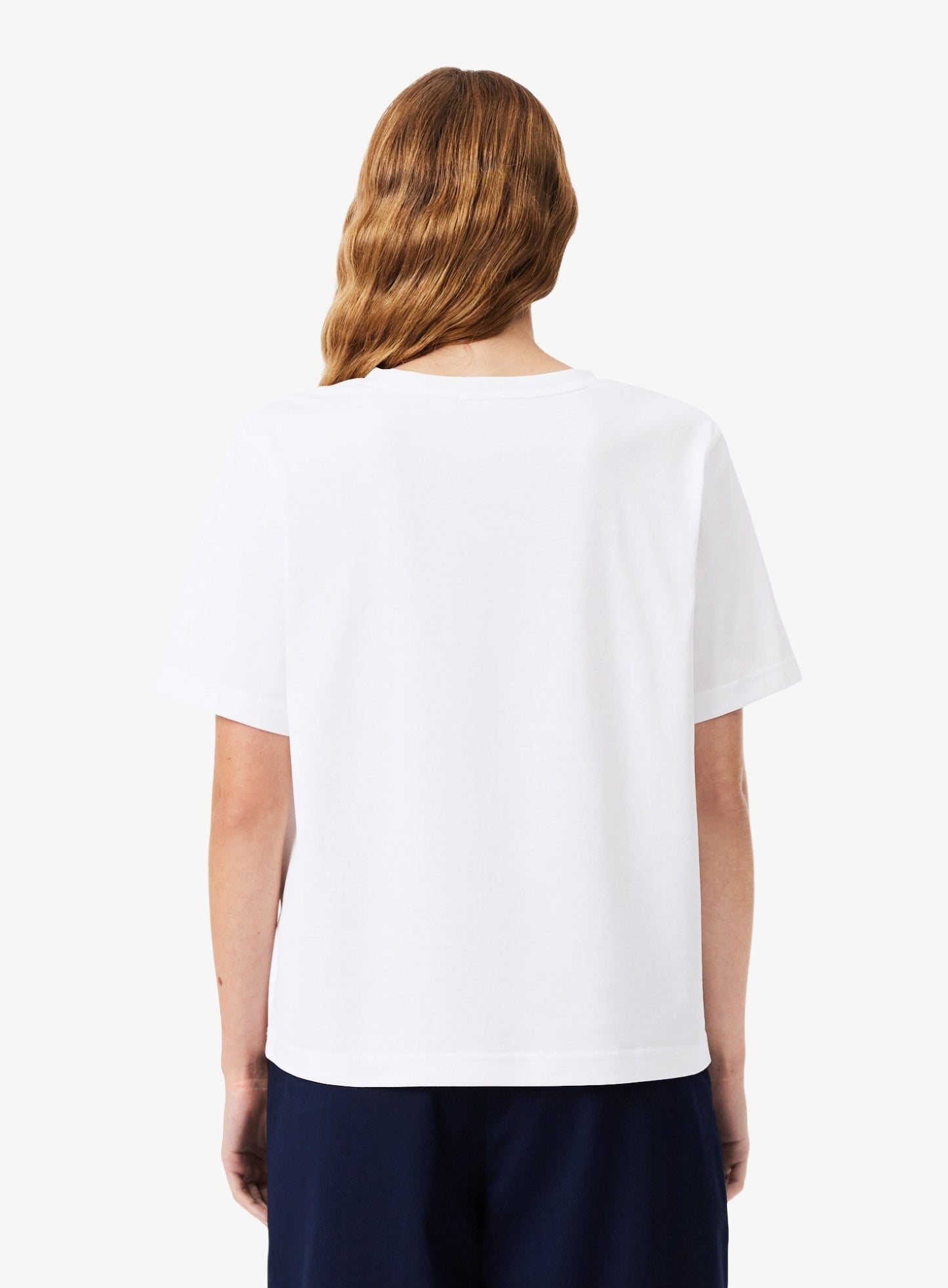 LACOSTE WOMEN Relaxed Fit Soft Cotton V Neck T-shirt White