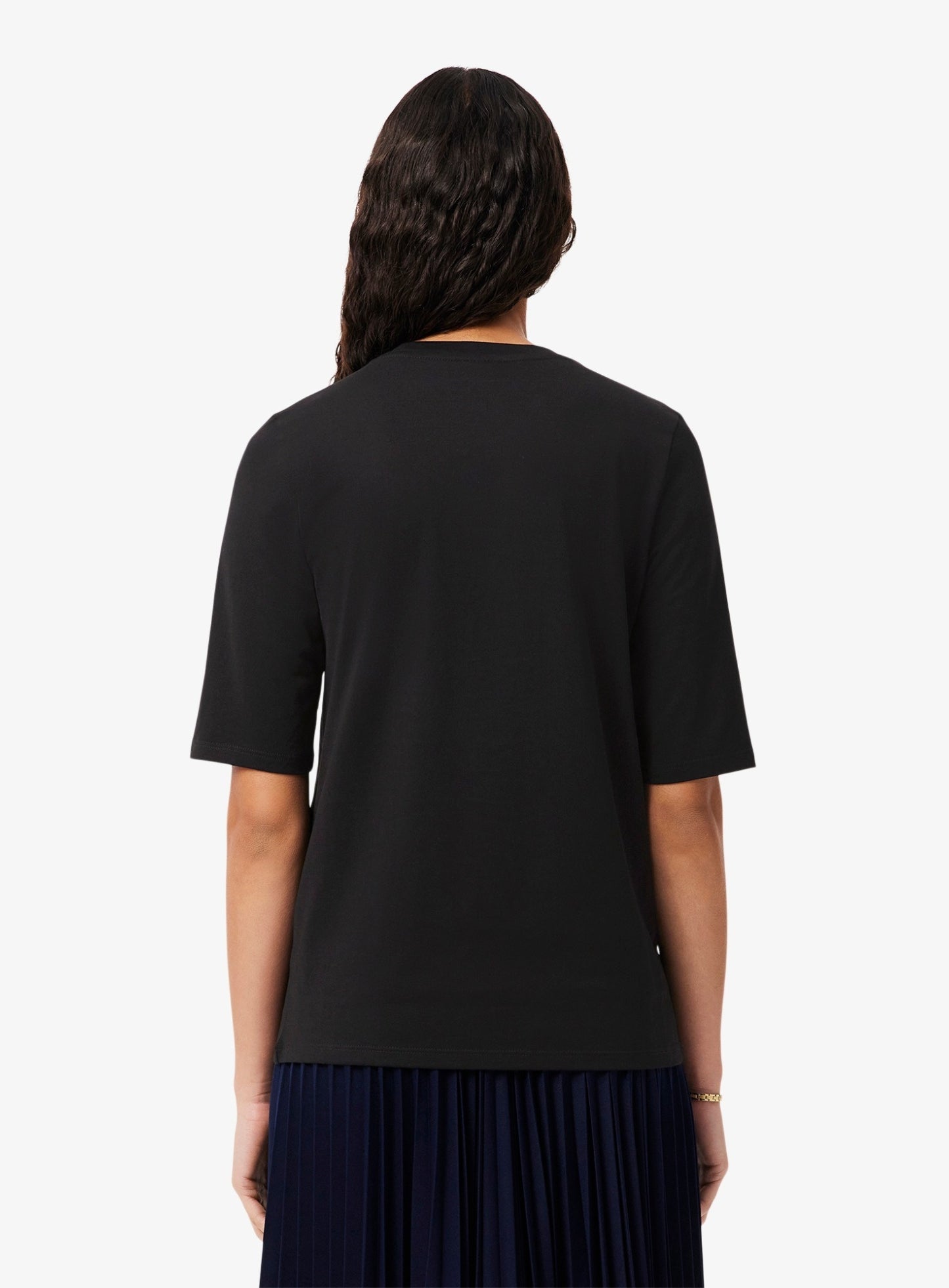 LACOSTE WOMEN Soft Cotton Three Quarter Sleeve T-shirt Black