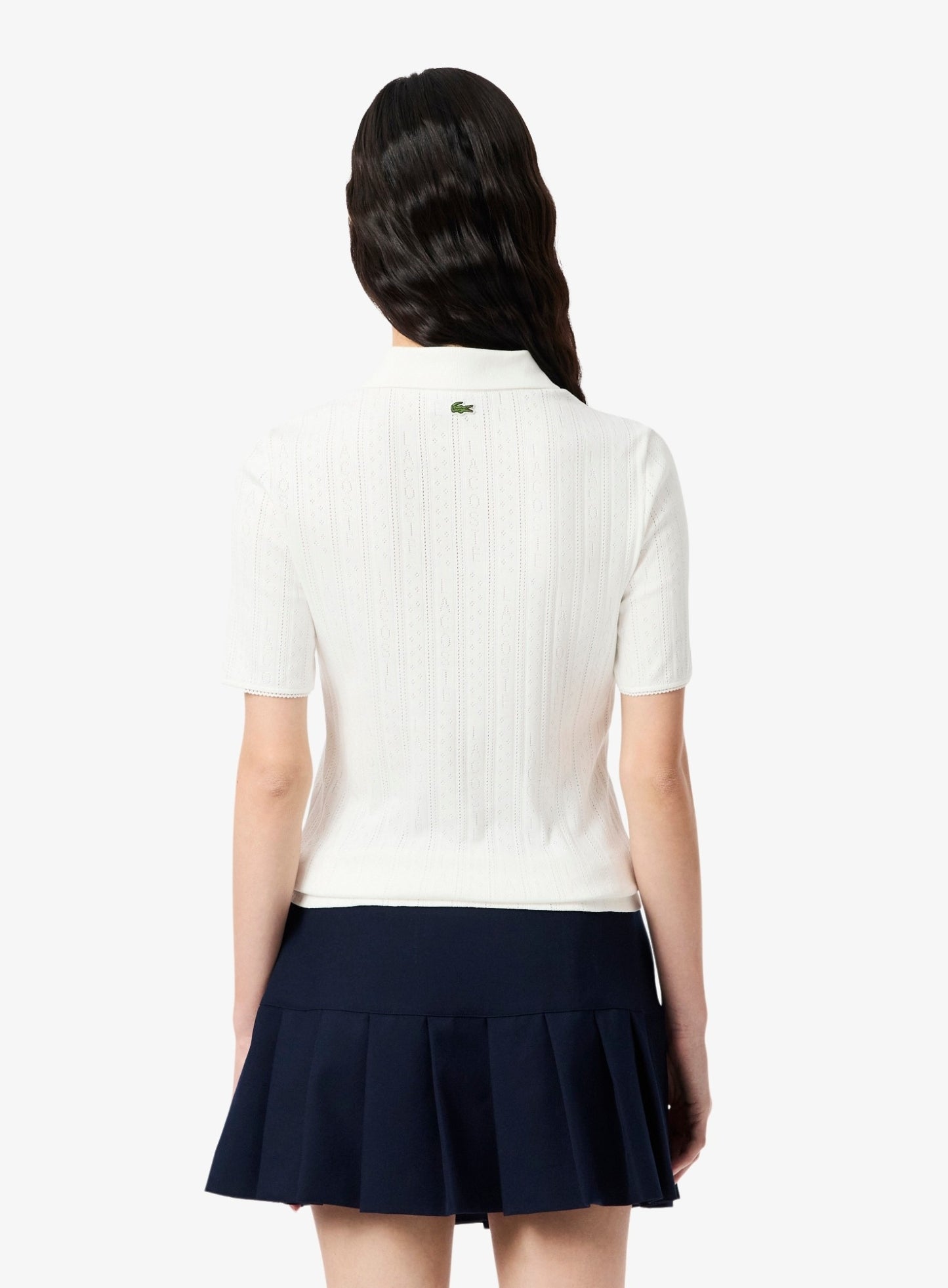 LACOSTE WOMEN Slim Fit Pointelle Branded L.12.D Polo Shirt White