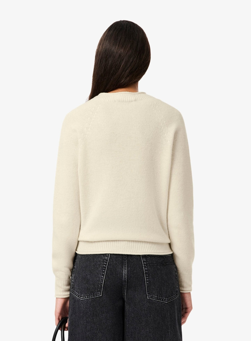 LACOSTE WOMEN 3D Knit Carded Wool Sweater Ecru White