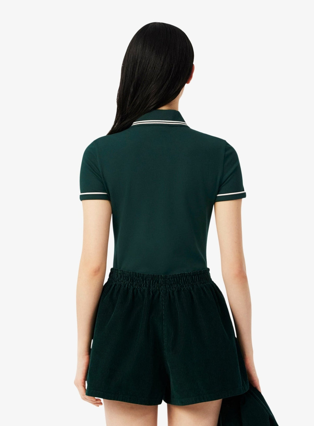 LACOSTE WOMEN L.12.D Slim Fit Trim Detail Polo Shirt Green