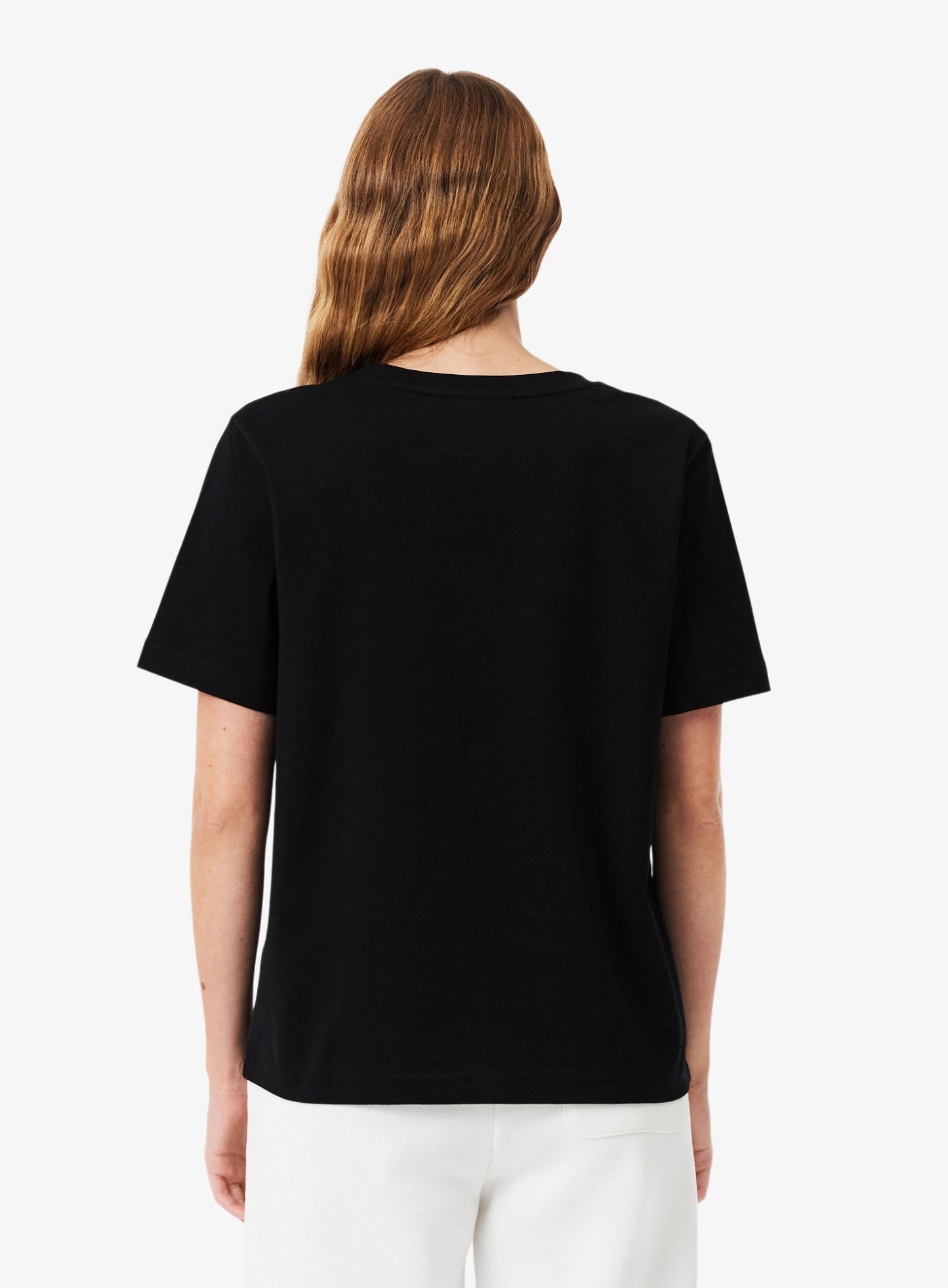 LACOSTE WOMEN Relaxed Fit Soft Cotton V Neck T-shirt Black