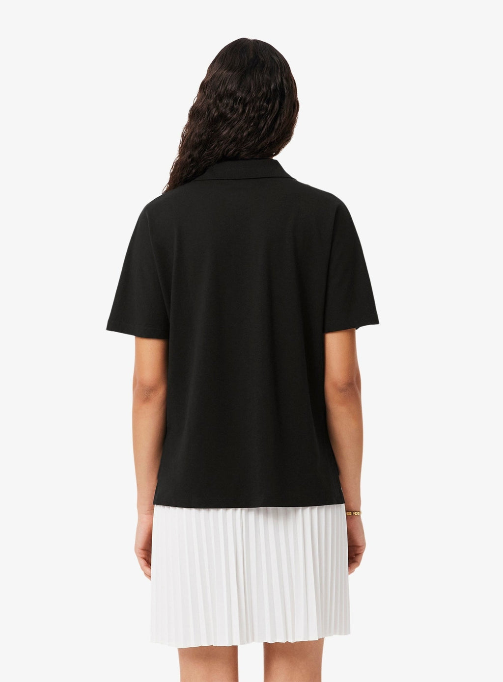 LACOSTE WOMEN Relaxed Fit Fluid Piqué Polo Shirt Black