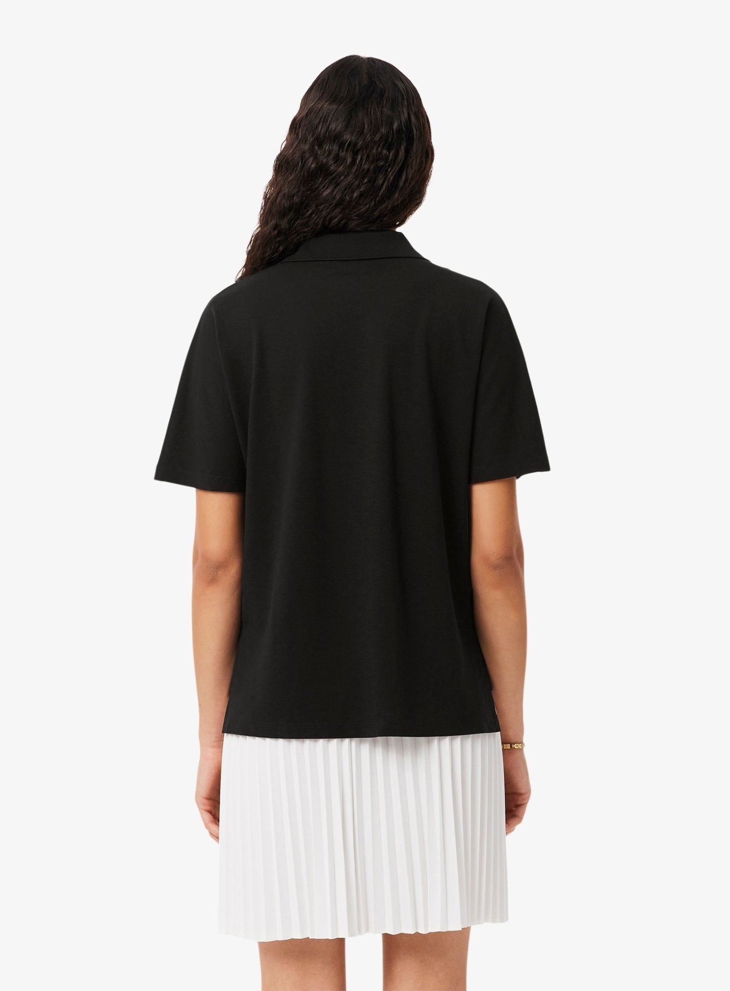 LACOSTE WOMEN Relaxed Fit Fluid Piqué Polo Shirt Black