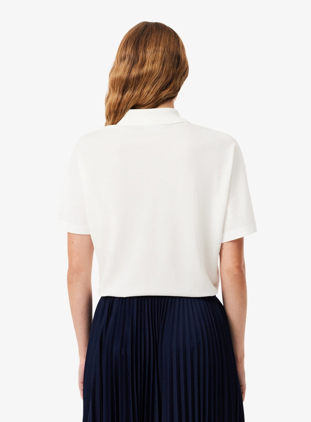 LACOSTE WOMEN Relaxed Fit Fluid Piqué Polo Shirt White