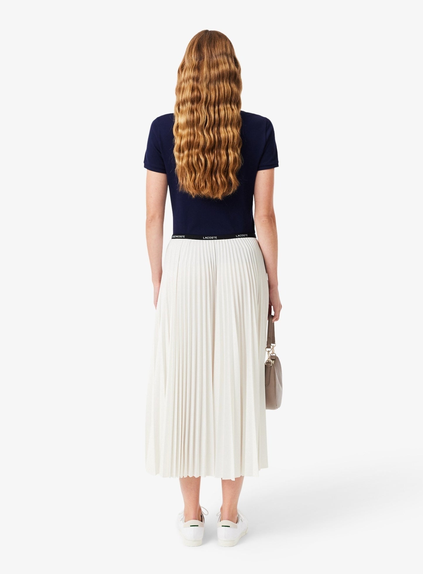 LACOSTE WOMEN Long Pleated Elasticated Waist Skirt White