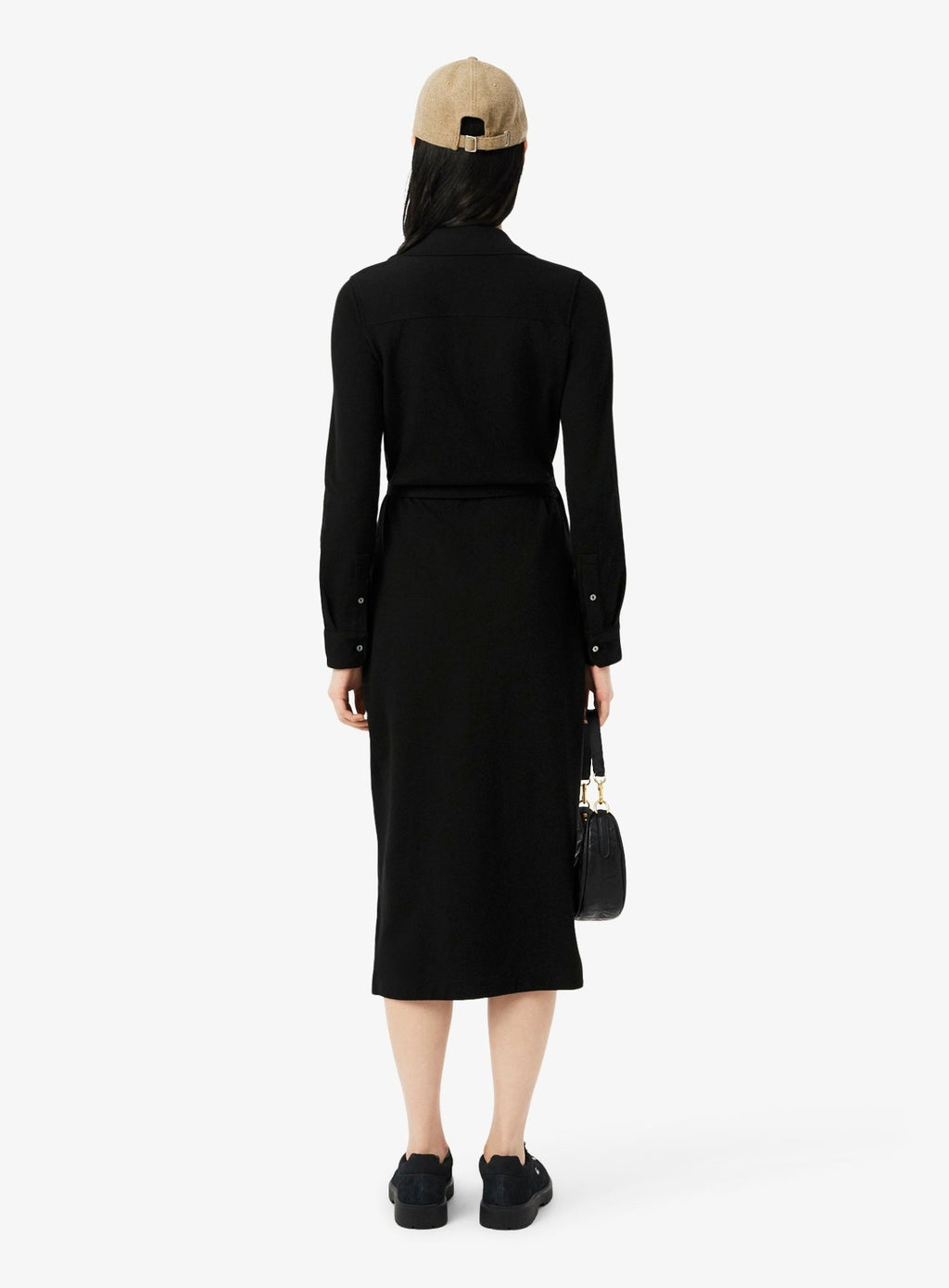 LACOSTE WOMEN Stretch Mini Piqué Wrap Polo Dress Black