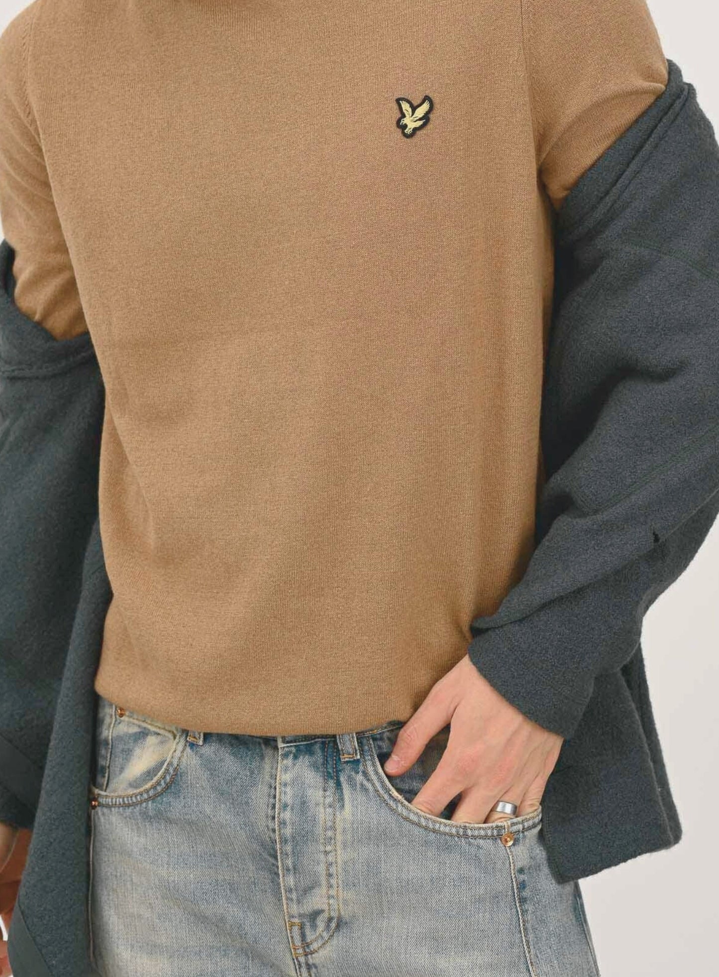 LYLE & SCOTT Cotton Merino Crew Neck Jumper Tigers Eye
