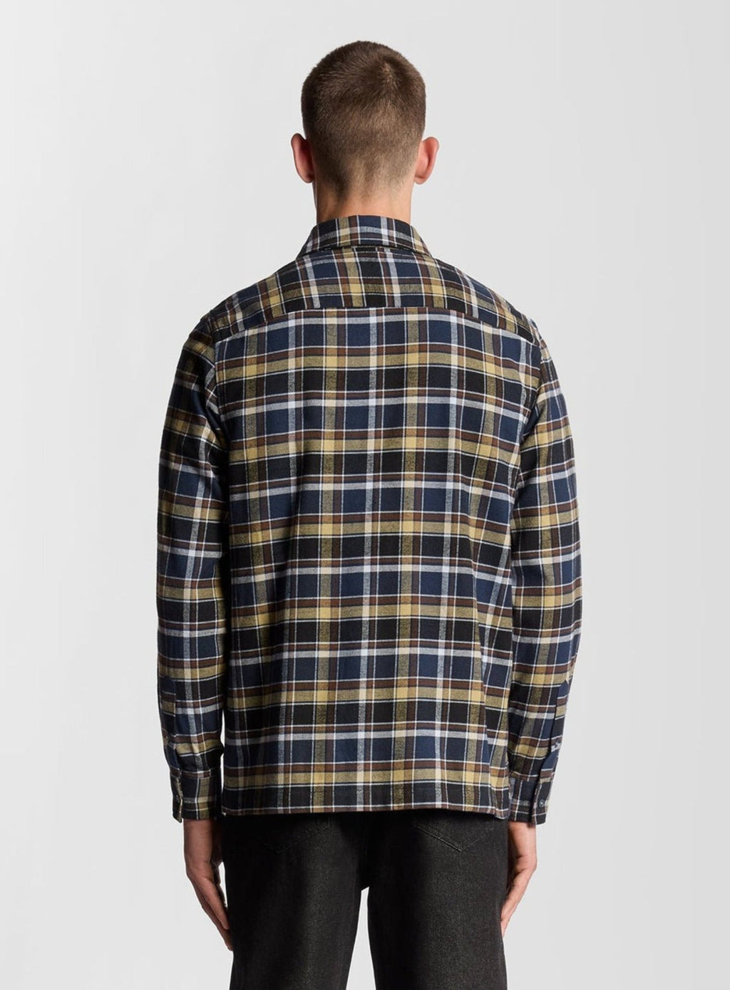 LYLE & SCOTT Brushed Cotton Check Shirt Blue Night/ Green Tan