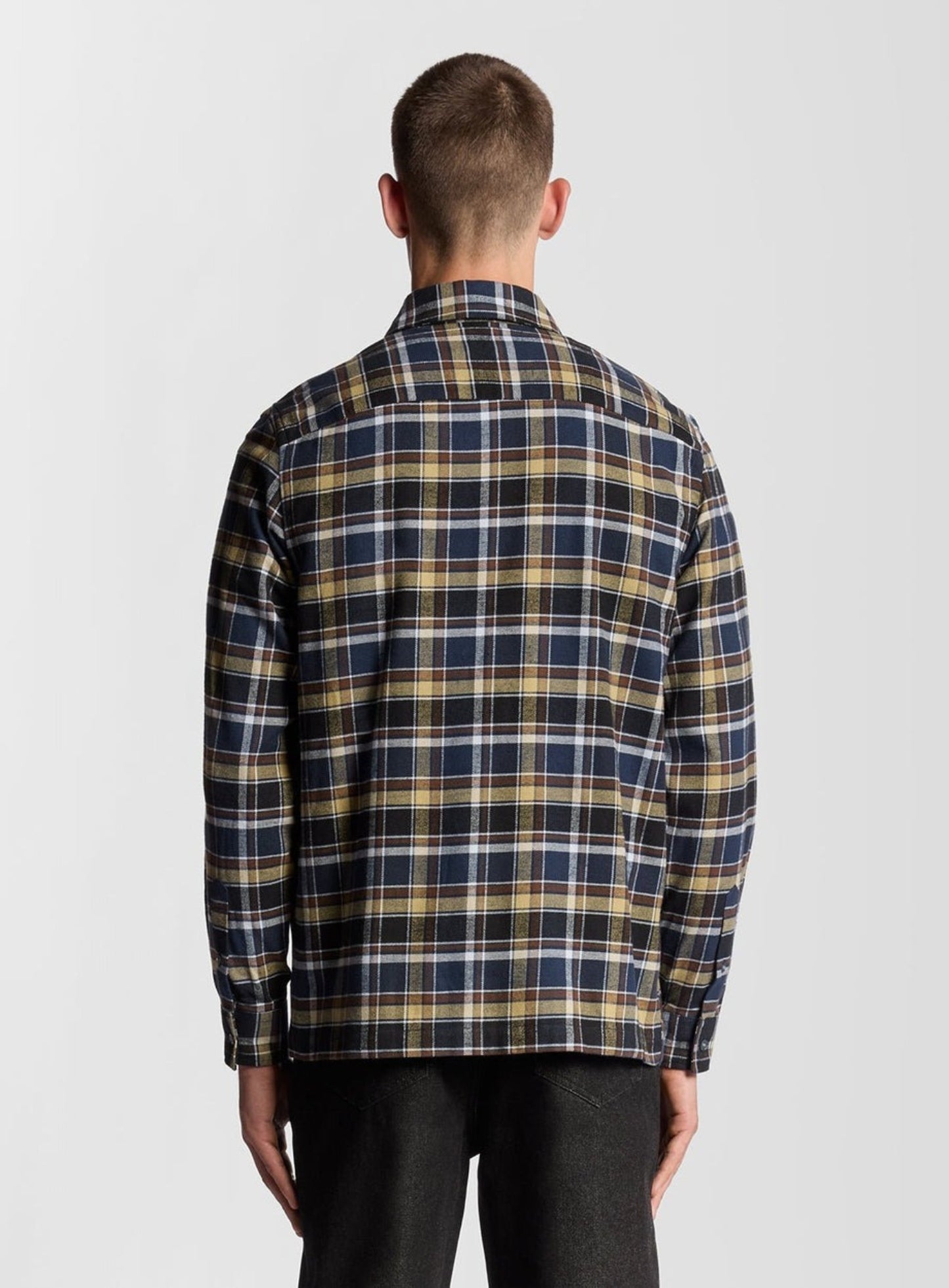 LYLE & SCOTT Brushed Cotton Check Shirt Blue Night/ Green Tan