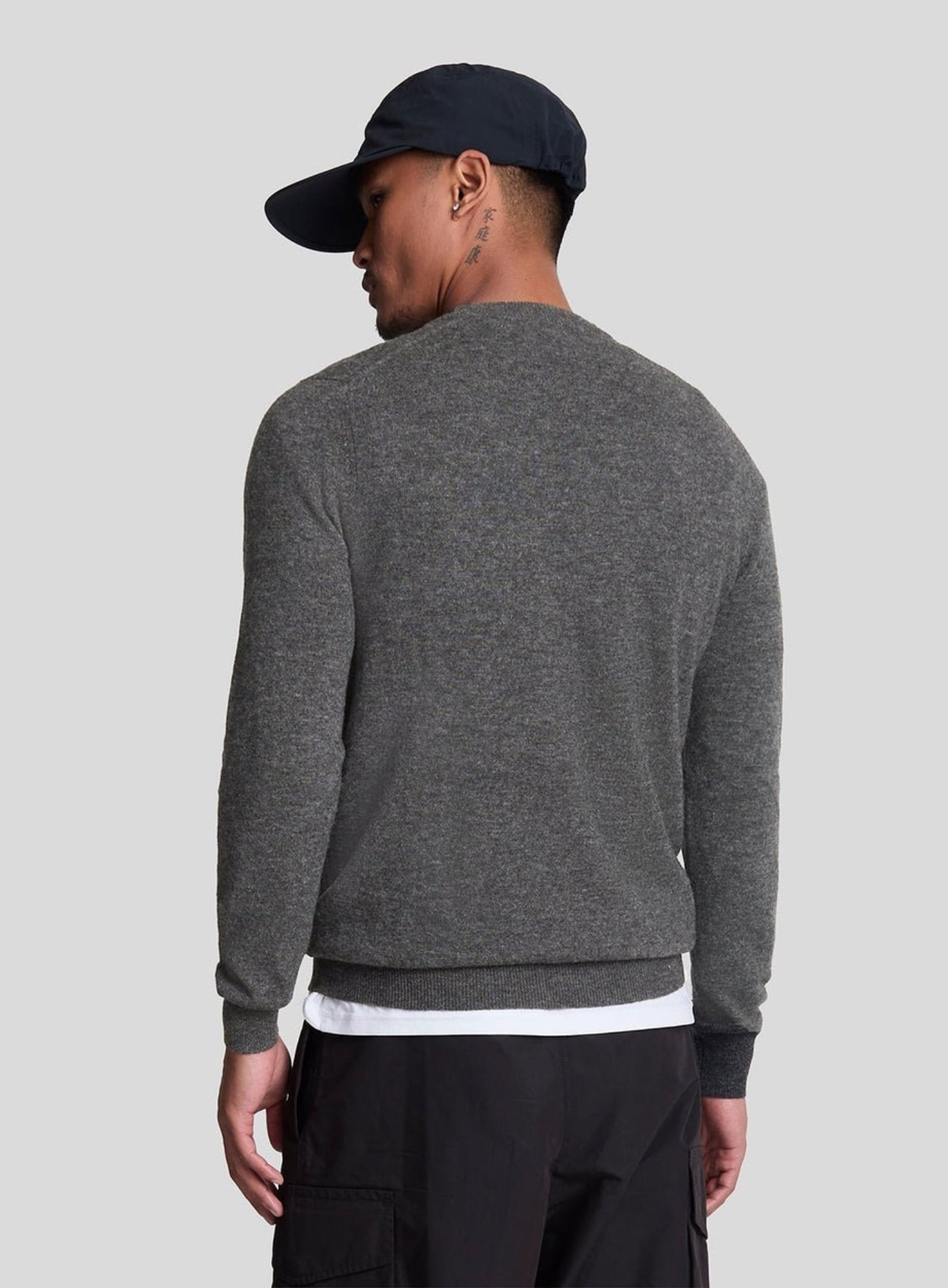 LYLE & SCOTT Lambswool Blend Crew Neck Jumper Charcoal Marl