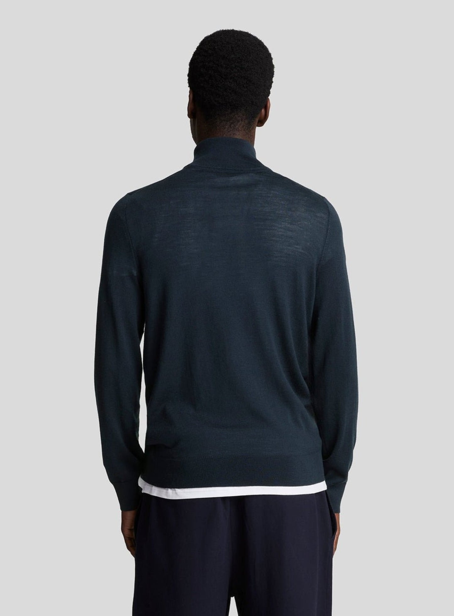 LYLE & SCOTT Tonal Eagle Merino Quarter Zip Jumper Dark Navy