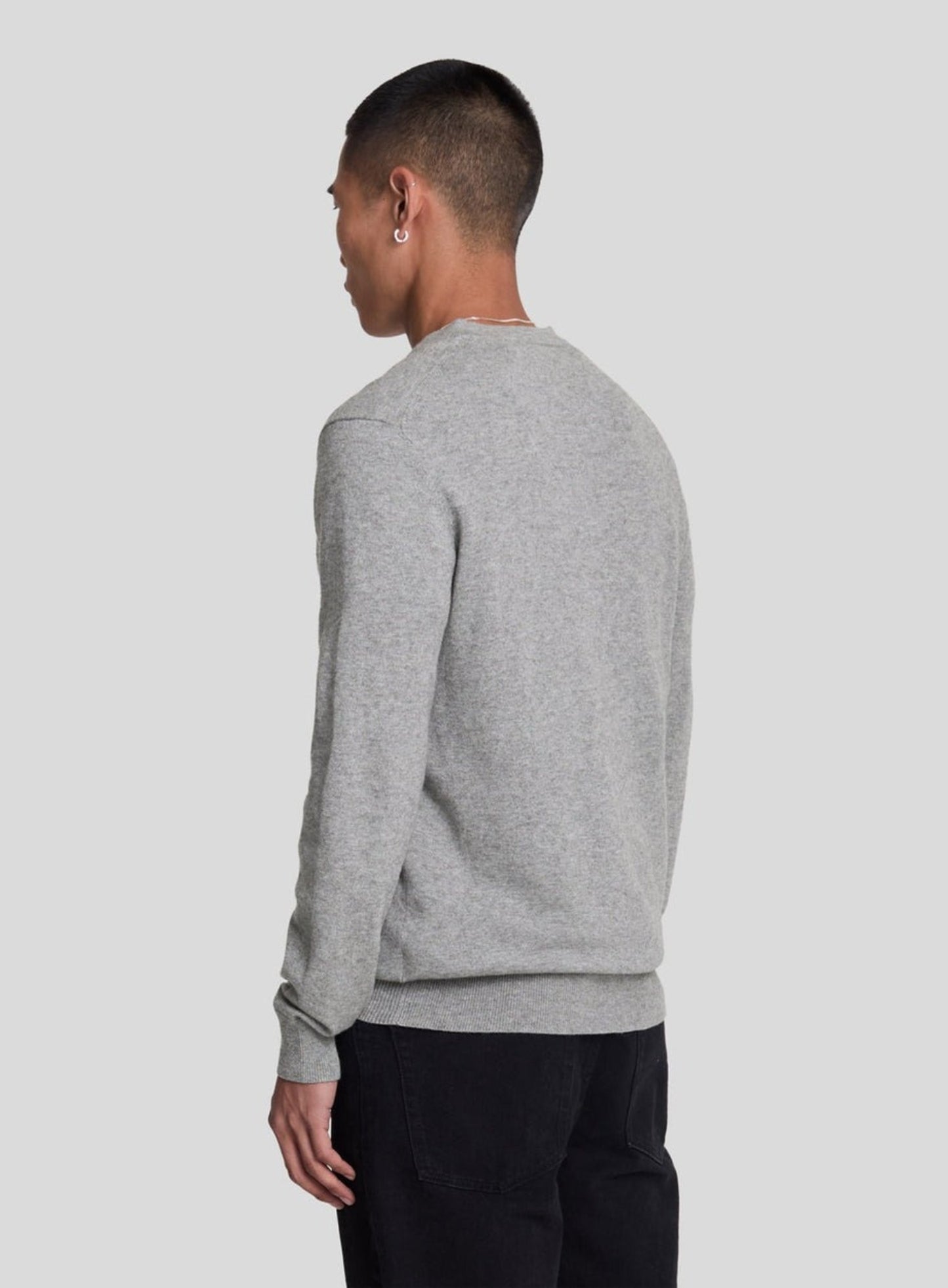LYLE & SCOTT Cotton Merino V Neck Jumper Mid Grey Marl
