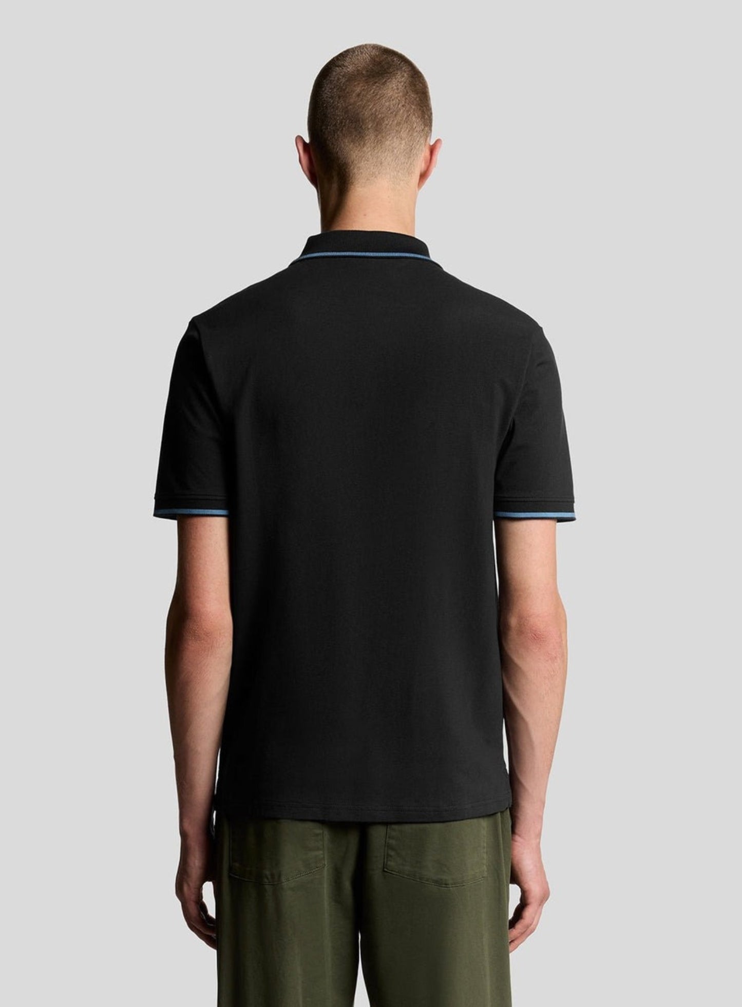 LYLE & SCOTT Tipped Polo Shirt Black Ice Ocean Sky