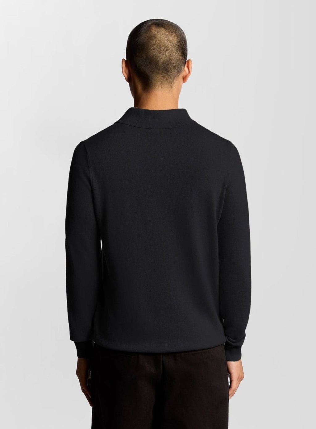 LYLE & SCOTT Cotton Merino Long Sleeve Knitted Polo Dark Navy