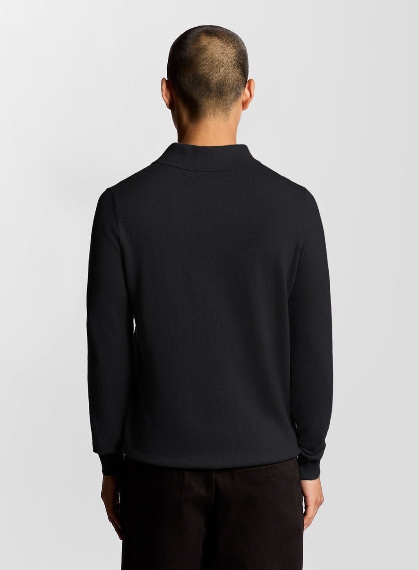 LYLE & SCOTT Cotton Merino Long Sleeve Knitted Polo Dark Navy