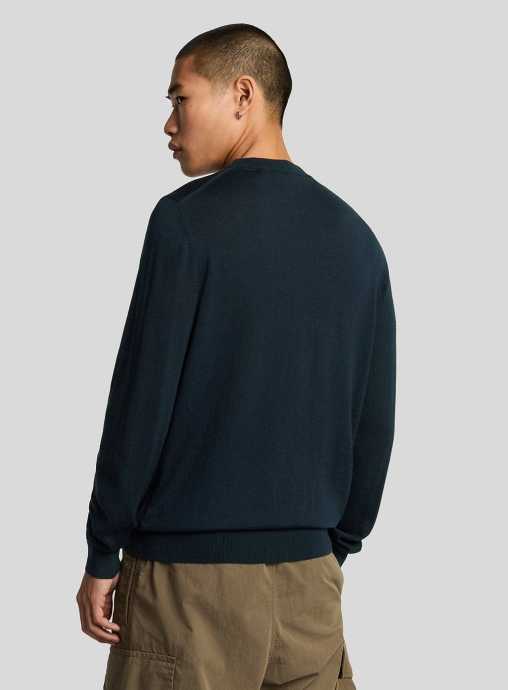 LYLE & SCOTT Tonal Eagle Merino Crew Neck Jumper Dark Navy