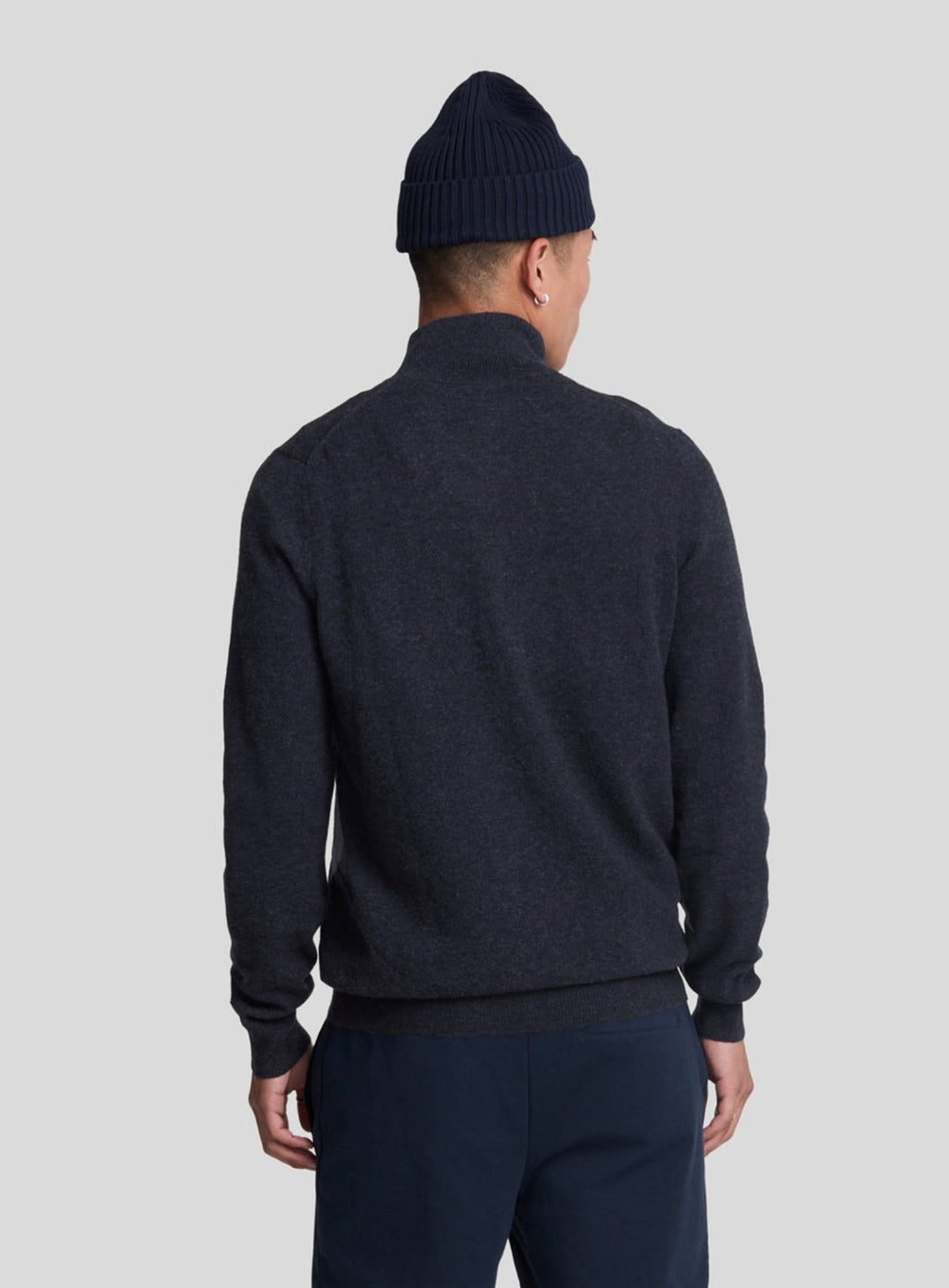 LYLE & SCOTT Lambswool Blend Zip Through Cardigan Dark Navy Marl